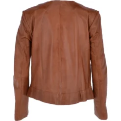 Womens Collarless Leather Jacket Tan/nap : Chambery -Default Template 2 womens collarless leather jacket tan nap chambery p3285 14364 image