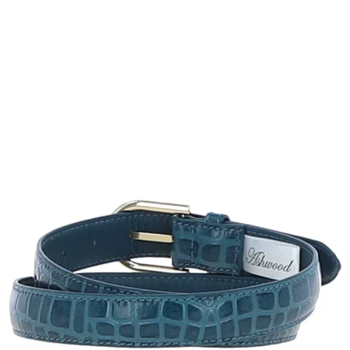 Women's Croc Print Leather Belt With Gold Metal Pin Buckle Teal: C-99 8 Women's Croc Print Leather Belt With Gold Metal Pin Buckle Teal: C-99 -The Bridge Store womens croc print leather belt with gold metal pin buckle teal c 99 p7212 26596 image