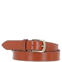 Women's Fashion Leather Belt With Gold Metal Pin Buckle Tan: LB-303