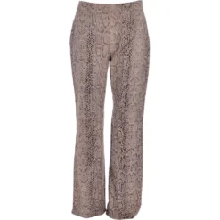 Women's Flared 60's Snake Print Leather Jeans Beige : Flared 4053