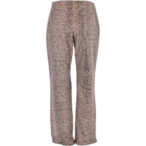 Women's Flared 60's Snake Print Leather Jeans Beige : Flared 4053 -The Bridge Store womens flared 60s snake print leather jeans beige flared 4053 p3329 14630 image