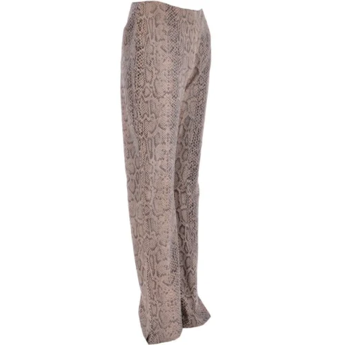 Women's Flared 60's Snake Print Leather Jeans Beige : Flared 4053 -The Bridge Store womens flared 60s snake print leather jeans beige flared 4053 p3329 14631 image