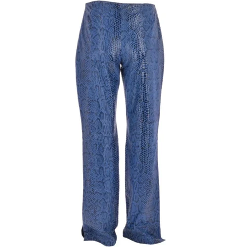 Women's Flared 60's Snake Print Leather Jeans Blue : Flared 4053 -The Bridge Store womens flared 60s snake print leather jeans blue flared 4053 p3330 14634 image