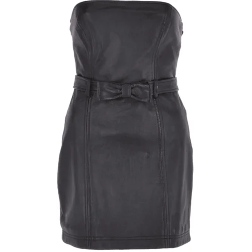 Women's Leather Bandeau Mini Dress Black : BTM Dress