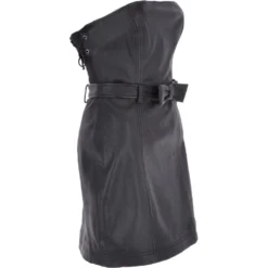 Women's Leather Bandeau Mini Dress Black : BTM Dress -Default Template 2 womens leather bandeau mini dress black btm dress p3318 14579 image