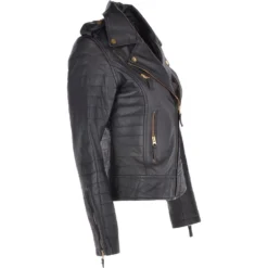 Women's Leather Biker Jacket Black/app: Targaryen -Default Template 2 womens leather biker jacket black app targaryen p3435 15032 image