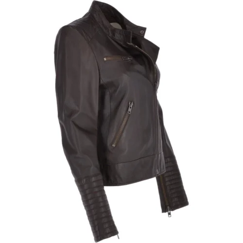 Women's Leather Biker Jacket Brown : Tavira -The Bridge Store womens leather biker jacket brown tavira p3282 14329 image