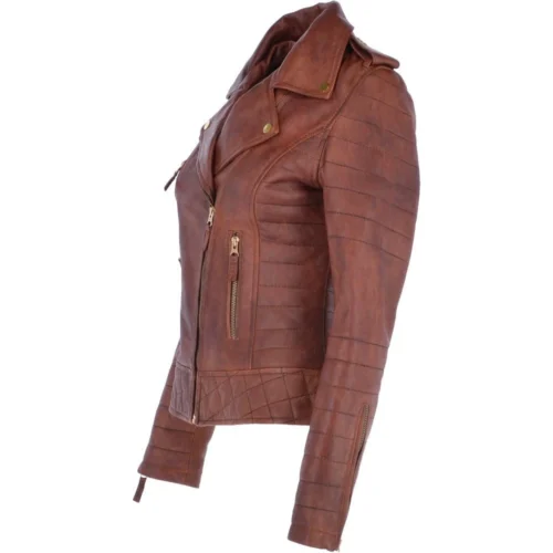 Women's Leather Biker Jacket Tan: Targaryen -The Bridge Store womens leather biker jacket tan targaryen p3436 15034 image
