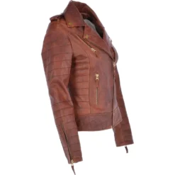Women's Leather Biker Jacket Tan: Targaryen -Default Template 2 womens leather biker jacket tan targaryen p3436 15036 image