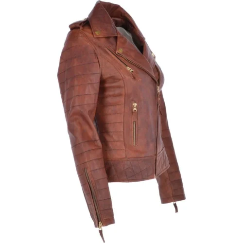 Women's Leather Biker Jacket Tan: Targaryen -The Bridge Store womens leather biker jacket tan targaryen p3436 15036 image