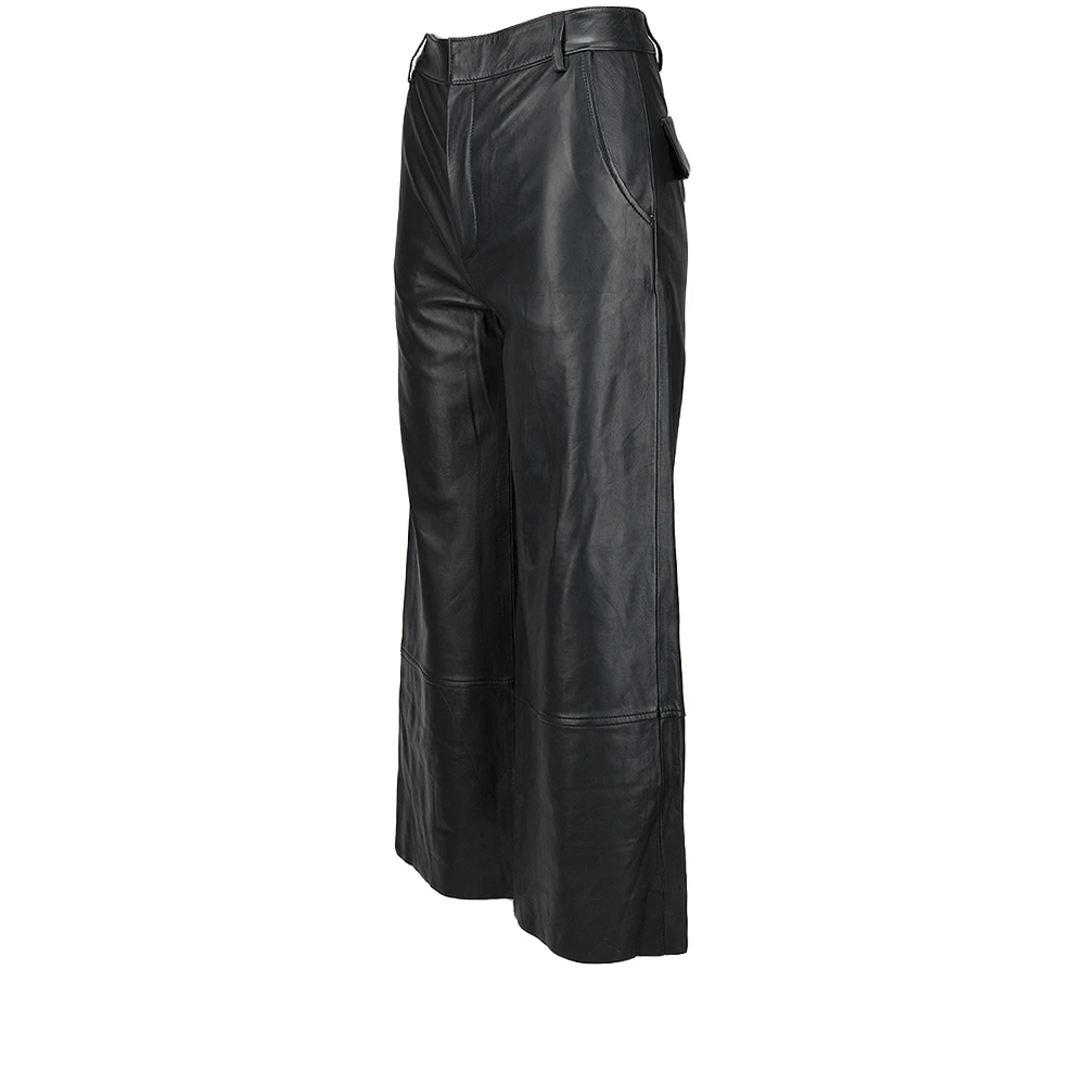 Womens Leather Jeans Black/ Nappa : Flared Pedal Pushers 4 Womens Leather Jeans Black/ Nappa : Flared Pedal Pushers - Image 2