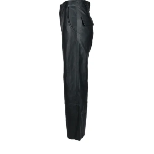 Womens Leather Jeans Black/ Nappa : Flared Pedal Pushers -The Bridge Store womens leather jeans black nappa flared pedal pushers p2276 10305 image