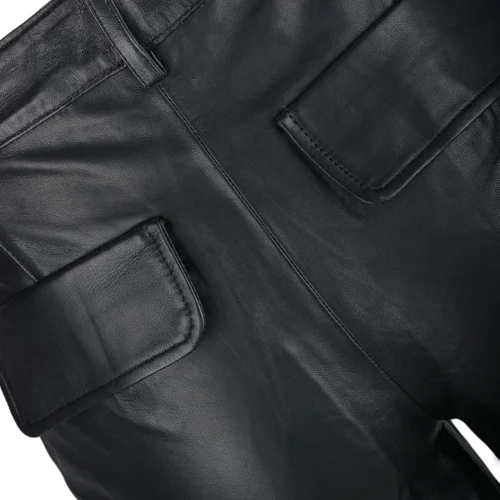 Womens Leather Jeans Black/ Nappa : Flared Pedal Pushers -The Bridge Store womens leather jeans black nappa flared pedal pushers p2276 10308 image