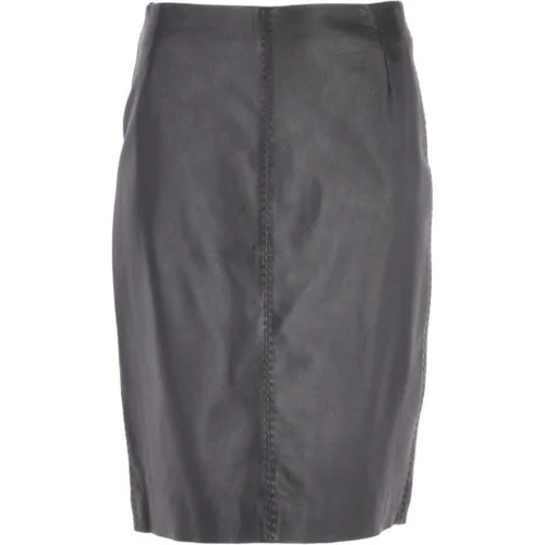 Women's Leather Pencil Skirt Black : V2 Knee