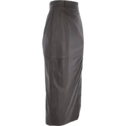 Women's Long 31 Inch Leather Skirt With Open Front Slit Brown : Sandra Skirt -Default Template 2 womens long 31 inch leather skirt with open front slit brown sandra skirt p3336 14615 image