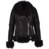Womens Long Curly Sheepskin Suede Pilot Jacket Black : Catelyn -Default Template 2 womens long curly sheepskin suede pilot jacket black catelyn p3219 14197 image