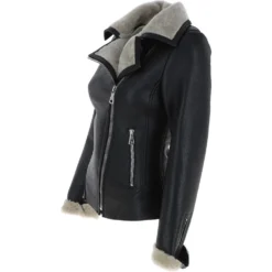 New Products -Default Template 2 womens luxury shearling jacket black cream alayna p5873 20824 image