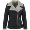 Womens Luxury Shearling Jacket Black/cream: P-48 -Default Template 2 womens luxury shearling jacket black cream p 48 p5875 20831 image