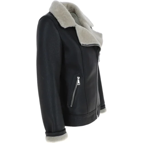 Womens Luxury Shearling Jacket Black/cream: P-48 9 Womens Luxury Shearling Jacket Black/cream: P-48 -The Bridge Store womens luxury shearling jacket black cream p 48 p5875 20834 image
