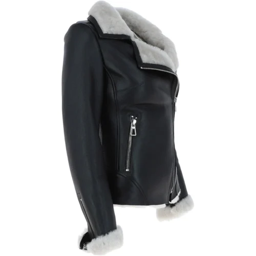 Womens Luxury Shearling Jacket Black/white: Alayna 9 Womens Luxury Shearling Jacket Black/white: Alayna -The Bridge Store womens luxury shearling jacket black white alayna p6075 21727 image