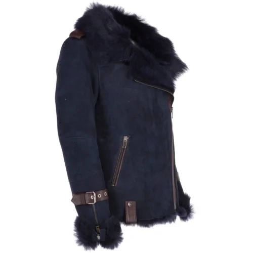 Womens Luxury Side Zip Toscana Suede Sheepskin Pilot Jacket Ombre Blue : Lyanna 9 Womens Luxury Side Zip Toscana Suede Sheepskin Pilot Jacket Ombre Blue : Lyanna -The Bridge Store womens luxury side zip toscana suede sheepskin pilot jacket ombre blue lyanna p3214 14212 image