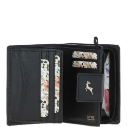 Women's Medium Leather Wallet Purse Black: S3