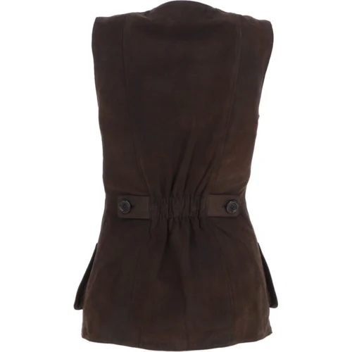 Womens Nubuck Leather Fitted Gilet Brown: Rider 8 Womens Nubuck Leather Fitted Gilet Brown: Rider -The Bridge Store womens nubuck leather fitted gilet brown rider p5779 20596 image