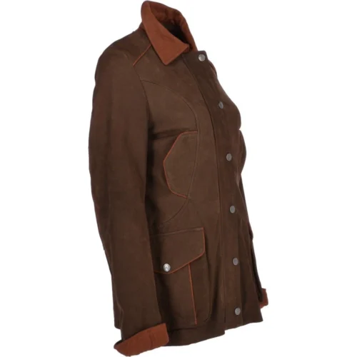 Women's Nubuck Leather Jacket Olive/Nub: Aidan -The Bridge Store womens nubuck leather jacket olive nub aidan p3259 14265 image