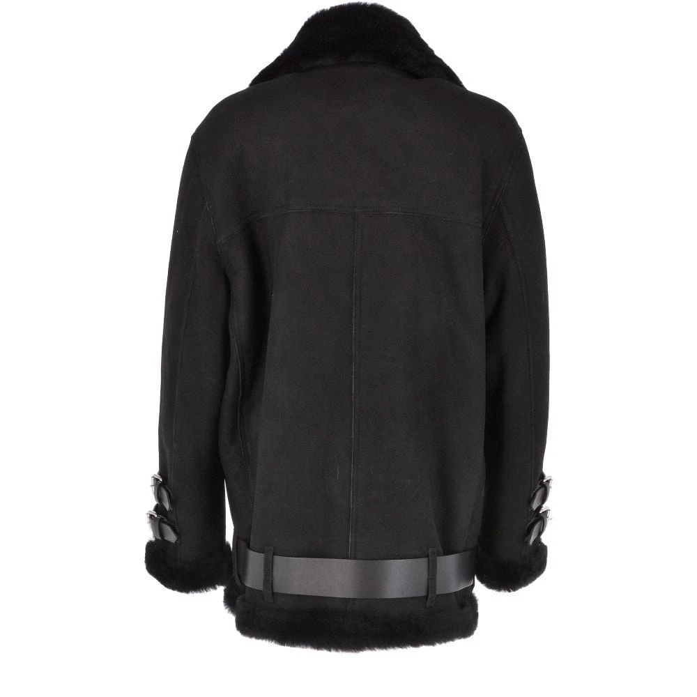 Womens Oversized Sheepskin Flying Jacket Black/Snuff : Khloe 5 Womens Oversized Sheepskin Flying Jacket Black/Snuff : Khloe - Image 3