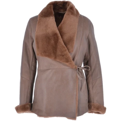 Women's Shearling Sheepskin Jacket Brown: Cassidy