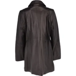 Womens Single Breasted Leather Coat Black/app : Bridget -Default Template 2 womens single breasted leather coat black app bridget p3289 14368 image