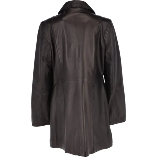 Womens Single Breasted Leather Coat Black/app : Bridget -The Bridge Store womens single breasted leather coat black app bridget p3289 14368 image