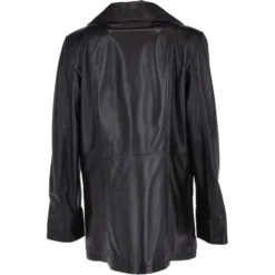 Womens Single Breasted Leather Coat Black/ddy : Eileen -Default Template 2 womens single breasted leather coat black ddy eileen p3292 14380 image