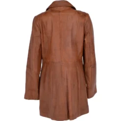 Womens Single Breasted Leather Coat Cognac/app : Bridget -Default Template 2 womens single breasted leather coat cognac app bridget p3290 14372 image