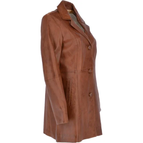Womens Single Breasted Leather Coat Cognac/app : Bridget 9 Womens Single Breasted Leather Coat Cognac/app : Bridget -The Bridge Store womens single breasted leather coat cognac app bridget p3290 14373 image