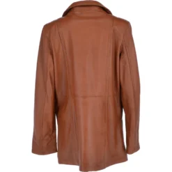 Womens Single Breasted Leather Coat Cognac/app : Eileen -Default Template 2 womens single breasted leather coat cognac app eileen p3293 14384 image
