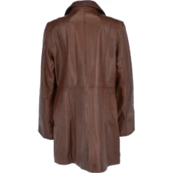 Womens Single Breasted Leather Coat Mid Brown/app: Bridget -Default Template 2 womens single breasted leather coat mid brown app bridget p3291 14376 image