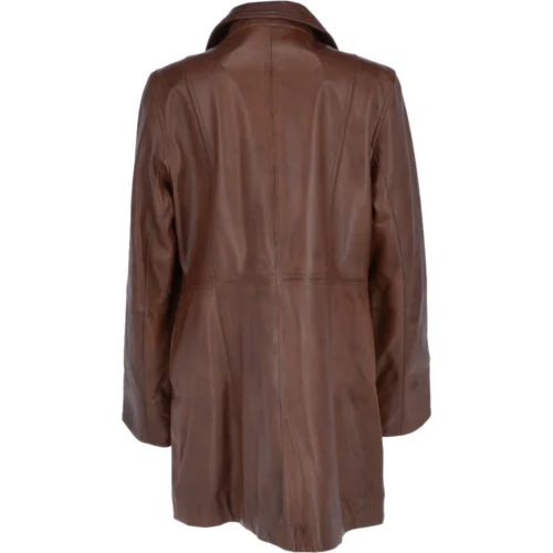 Womens Single Breasted Leather Coat Mid Brown/app: Bridget 8 Womens Single Breasted Leather Coat Mid Brown/app: Bridget -The Bridge Store womens single breasted leather coat mid brown app bridget p3291 14376 image