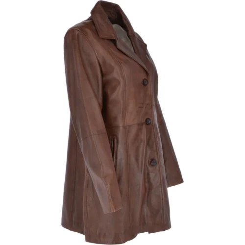 Womens Single Breasted Leather Coat Mid Brown/app: Bridget 9 Womens Single Breasted Leather Coat Mid Brown/app: Bridget -The Bridge Store womens single breasted leather coat mid brown app bridget p3291 14377 image