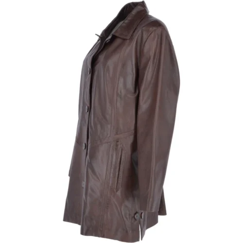 The Bridge Store -The Bridge Store womens single breasted oversized leather coat mid brown app fiona p3298 14415 image