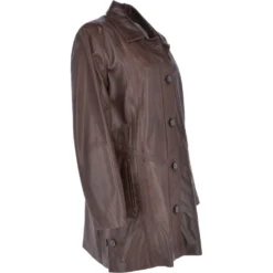 Womens Single Breasted Oversized Leather Coat Mid Brown/app : Fiona -Default Template 2 womens single breasted oversized leather coat mid brown app fiona p3298 14417 image