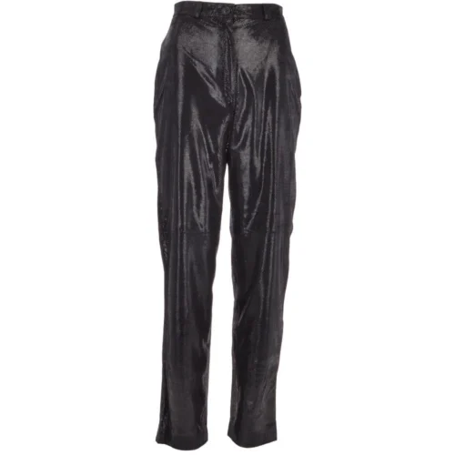 Womens Snake Print Leather Trousers Black/croc: 766