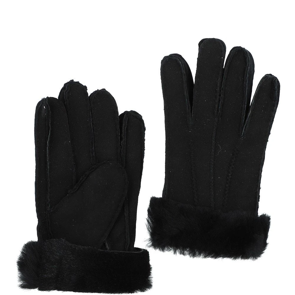 Women's Suede Sheepskin Gloves Black/ Black : DB906 3 Women's Suede Sheepskin Gloves Black/ Black : DB906