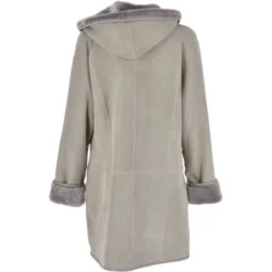 Womens Suede Sheepskin Hooded Coat Grey: Heather -Default Template 2 womens suede sheepskin hooded coat grey heather p2996 13281 image