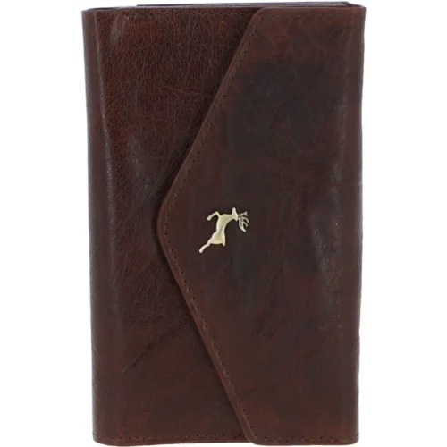 Women's Vintage Wash 12 Card Leather Purse Brandy : G-42