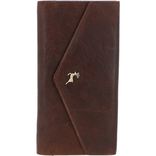 Women's Vintage Wash Large 12 Card Leather Purse Brandy : G-43